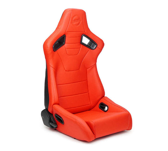 NRG Omega Reclinable Racing Seat (Pair) Red with Black Carbon Vinyl Back - RSC-750RD/BK L/R