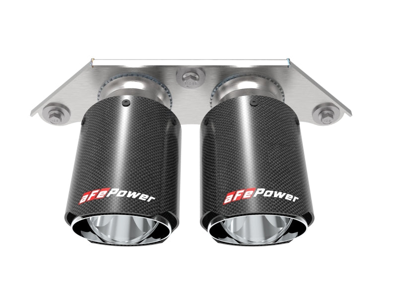 aFe Power Mach Force Xp 4in 304 SS Bolt-On Exhaust Tips Carbon Fiber 14-19 Porsche 911 GT3 3.8L/4.0L - 49C36435-C