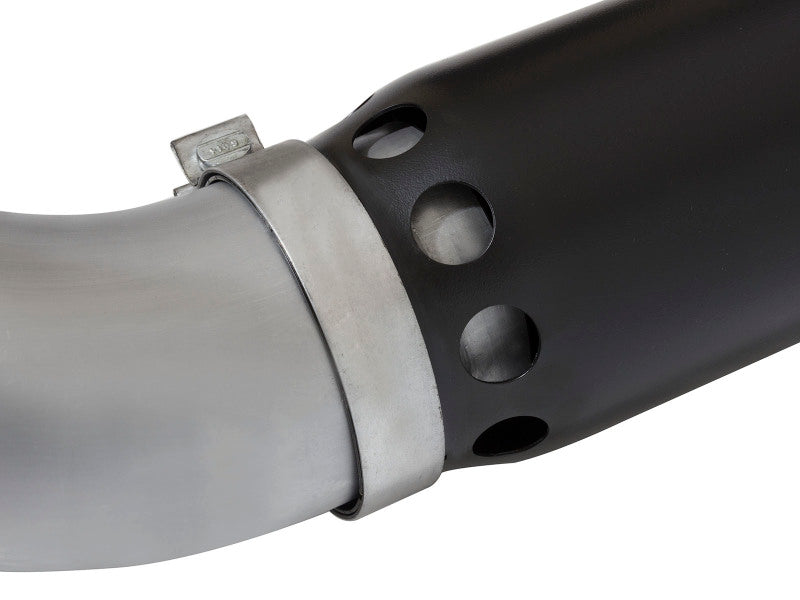 aFe LARGE BORE HD 5in DPF-Back SS Exhaust w/ Black Tip 2016 Nissan Titan 5.0L V8 (td) CC SB - 49-46112-B