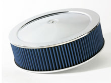 Load image into Gallery viewer, aFe MagnumFLOW Air Filters Round Racing P5R A/F Chrome Assy 14x4: Blk/Blue E/M - 18-21402