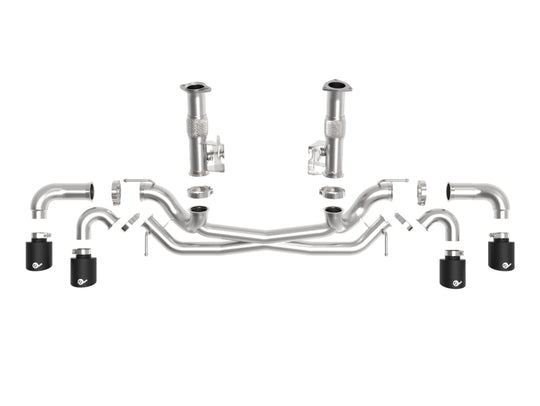 aFe MACH Force-Xp 3in to 2-1/2in 304SS Cat-Back (No Muff.) 2020 Chevy Corvette (C8) 6.2L - Black Tip - 49-34127NM-B