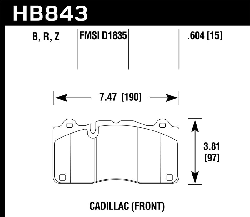 Hawk 2016 Cadillac CTS HPS Front Race Brake Pads - HB843F.604