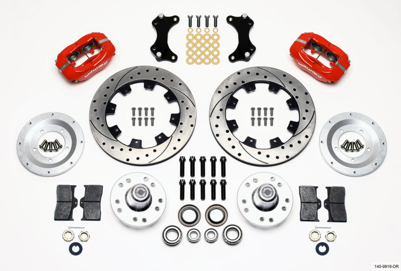 Wilwood Forged Dynalite Front Kit 12.19in Drilled-Red WWE ProSpindle - 140-9918-DR