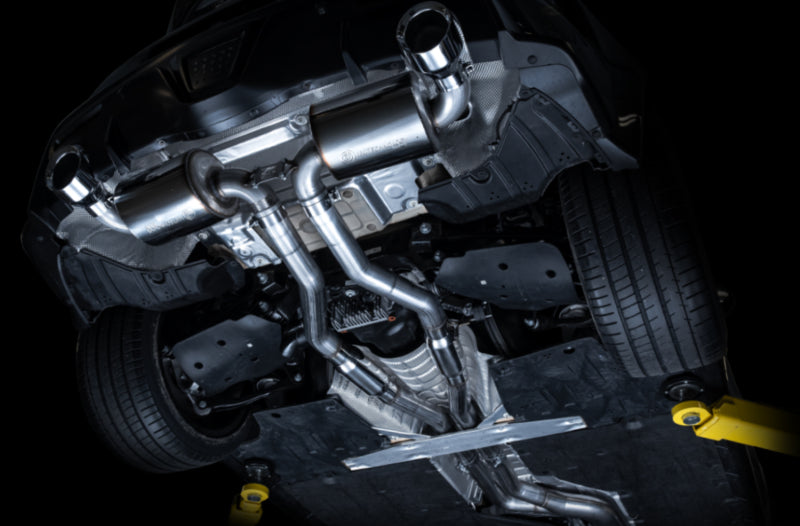 AWE Tuning 2020 Toyota Supra A90 Resonated Touring Edition Exhaust - 5in Chrome Silver Tips - 3015-32118