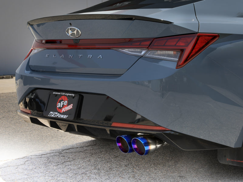 aFe Takeda Axle-Back Exhaust System Hyundai Elantra N Line 21-25 L4-1.6L- Blue Flame Tip - 49-37045-L