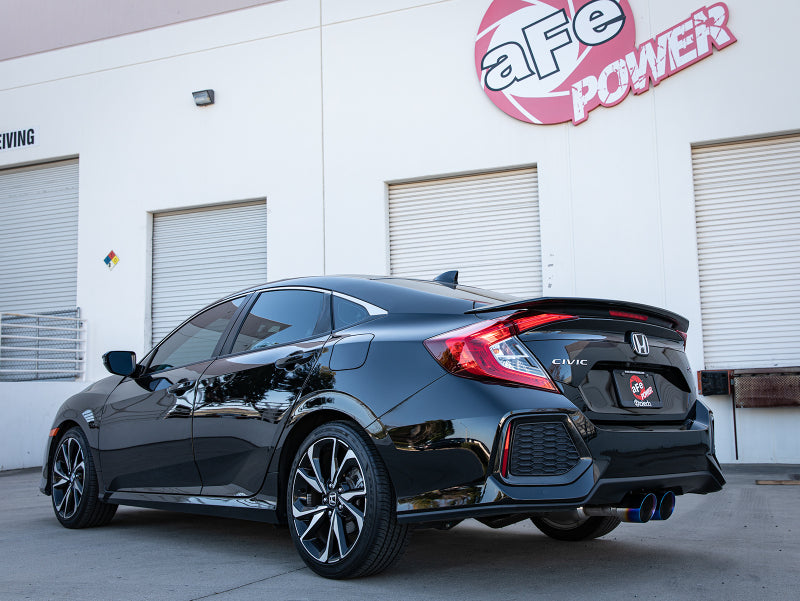 aFe Takeda 2.5in 304 SS Cat-Back Exhaust System w/ Blue Tips 17-20 Honda Civic Si Sedan I4 1.5L - 49-36619-L