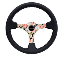 Load image into Gallery viewer, NRG Reinforced Steering Wheel (350mm / 3in. Deep) Blk Leather Floral Dipped w/ Blk Baseball Stitch - RST-036FL-R