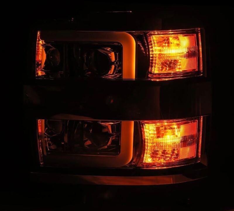 AlphaRex 15-19 Chevy Silverado 2500/3500 LUXX-Series Proj. Headlights Blk w/Actv SeqSig & SBDRL - 880098