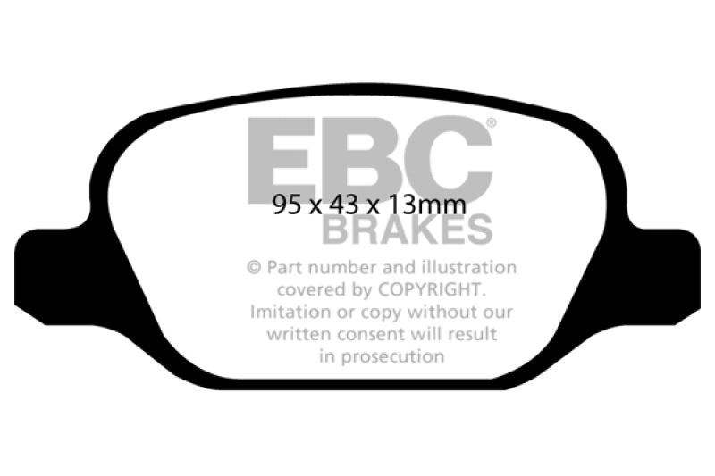 EBC 10-11 Fiat 500 1.4 (Bosch Calipers) Redstuff Rear Brake Pads - DP31338C