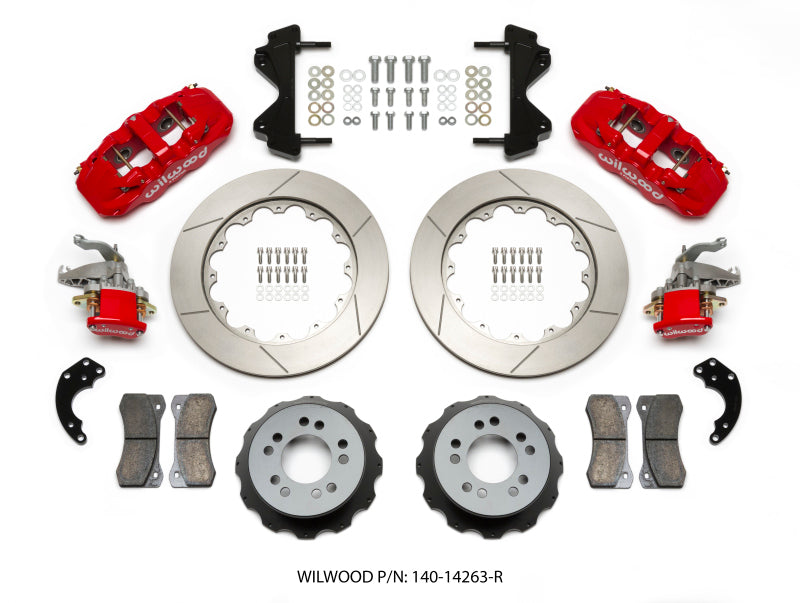 Wilwood AERO4 / MC4 Rear Kit 14.00 Red Currie Pro-Tour Unit Bearing Floater - 140-14263-R