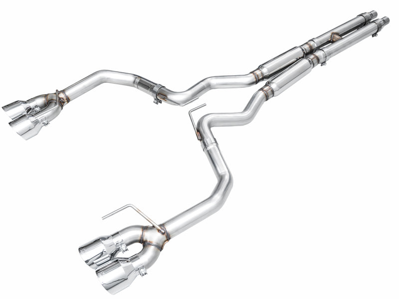 AWE 2024 Ford Mustang GT Fastback S650 RWD Track Edition Cat-Back Exhaust w/ Quad Chrome Silver Tips - 3020-42650
