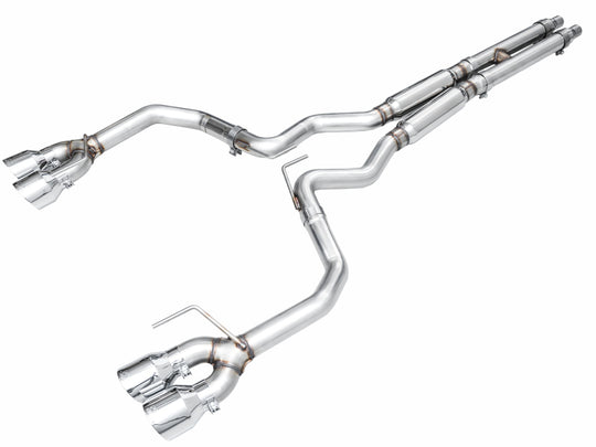 AWE 2024 Ford Mustang GT Fastback S650 RWD Track Edition Cat-Back Exhaust w/ Quad Chrome Silver Tips - 3020-42650