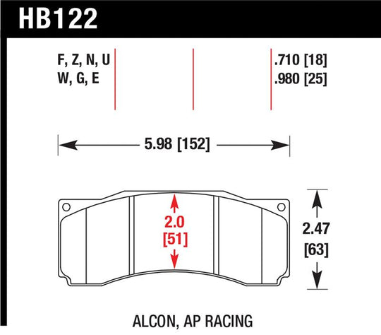Hawk Stoptech ST-60 Caliper DTC-60 Race Brake Pads - HB122G.710