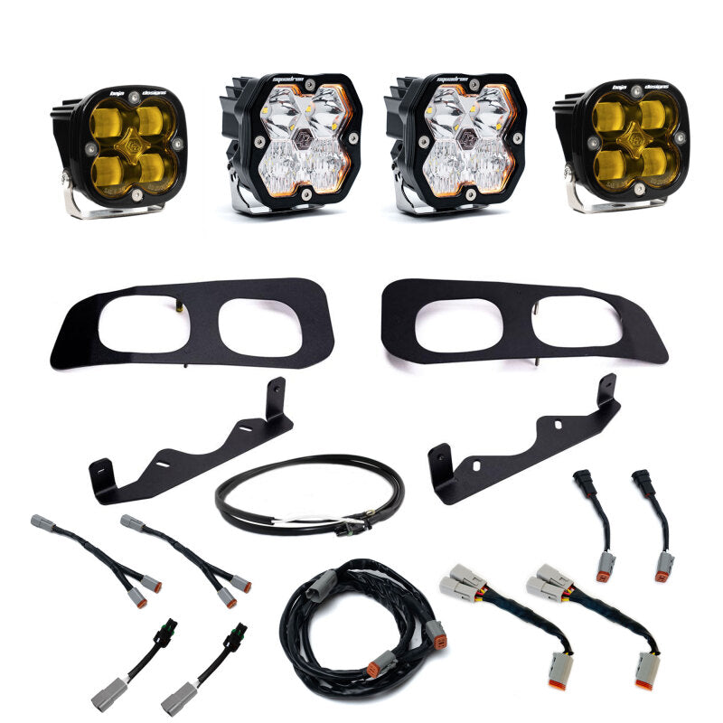 Baja Designs 2023+ Ford Super Duty Squadron Sport/SAE 2.0 Dual Fog Pocket Kit (SAE Fog) - Baja Amber - 440032UP