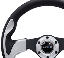 Load image into Gallery viewer, NRG Reinforced Steering Wheel (320mm) Blk w/Silver Trim &amp; 5mm 3-Spoke - RST-001SL