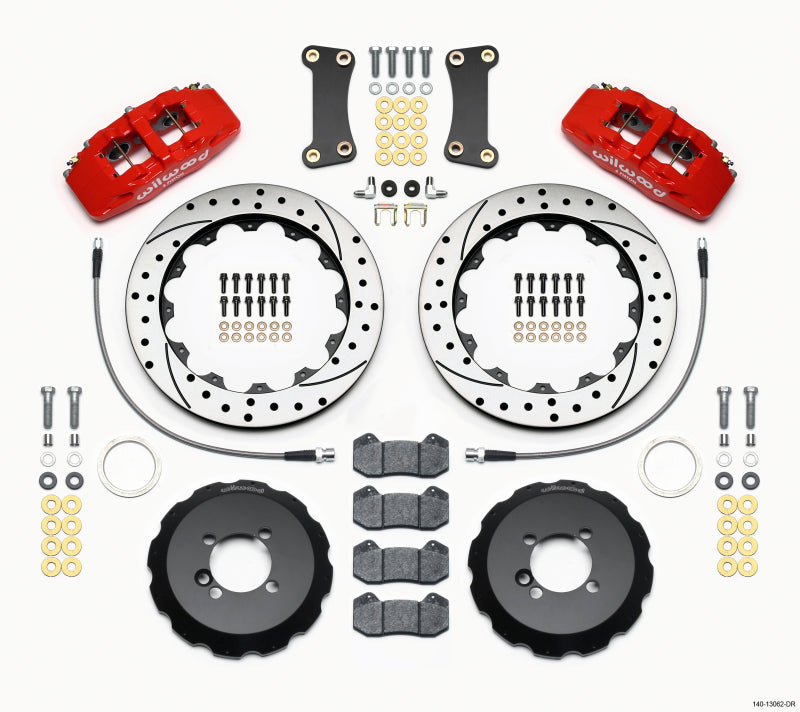 Wilwood Dynapro 6 Front Hat Kit 12.88in Drilled Red 2002-Up Mini Cooper w/ Lines - 140-13062-DR