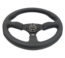 Load image into Gallery viewer, NRG Reinforced Steering Wheel (350mm / 2.5in. Deep) Blk Leather Comfort Grip w/5mm Matte Blk Spokes - RST-023MB-R