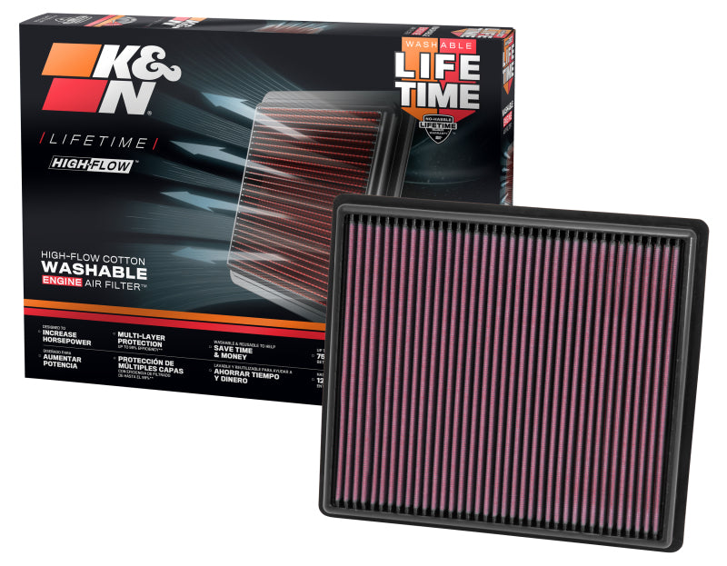 K&N Replacement Air Filter - Panel for 13 Chevrolet Malibu 2.5L/2.0L - 33-2497