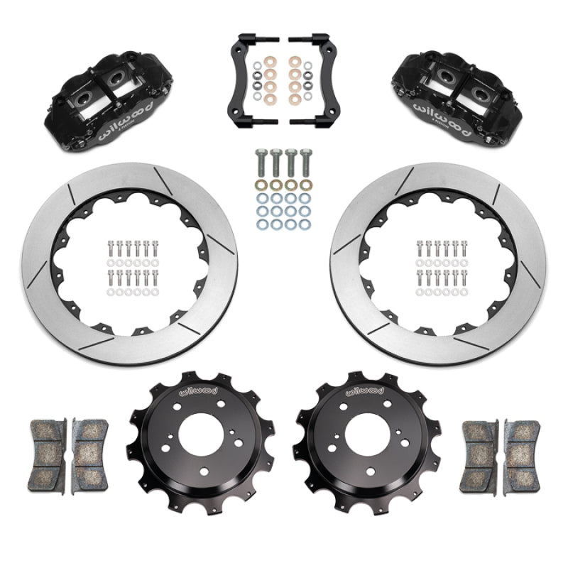 Wilwood 89-02 Nissan Skyline Superlite 4R Rear BBK w/ 13.50in Diameter Slotted Rotor - Black - 140-18274