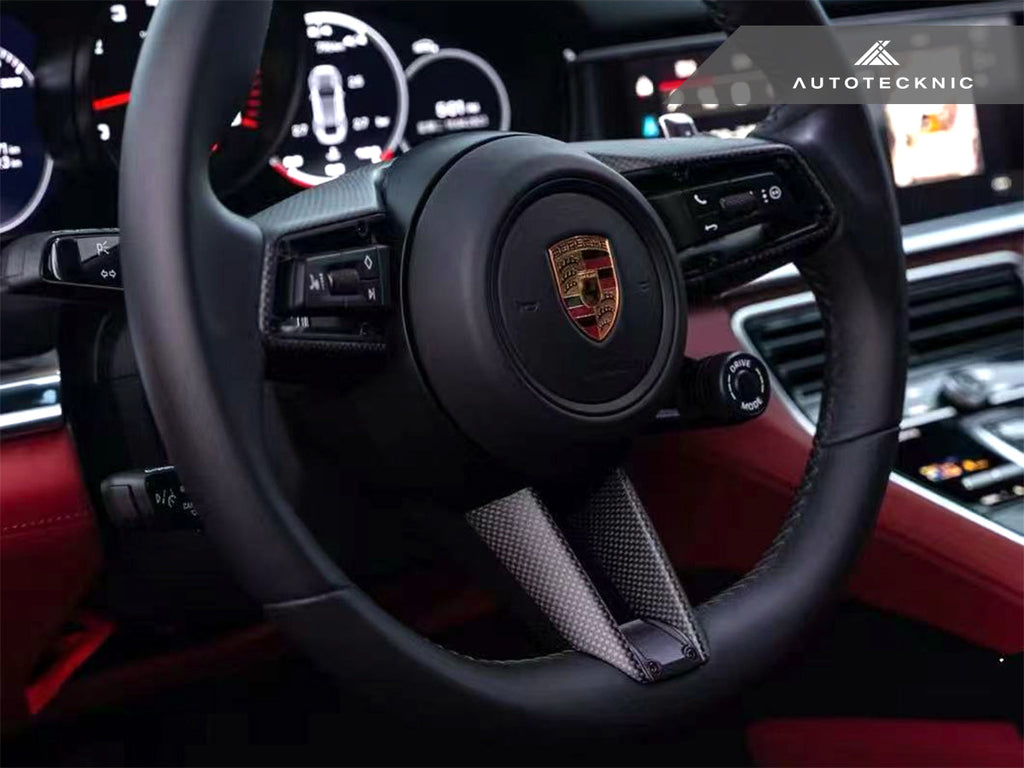 AutoTecknic Carbon Fiber Steering Wheel Trim - Porsche 992 Models