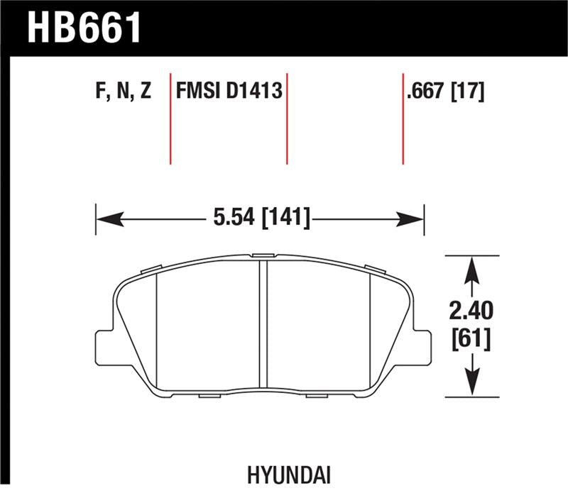 Hawk 10 Hyundai Genesis Coupe (w/o Brembo Breaks) HP+ Autocross Front Brake Pads - HB661N.667