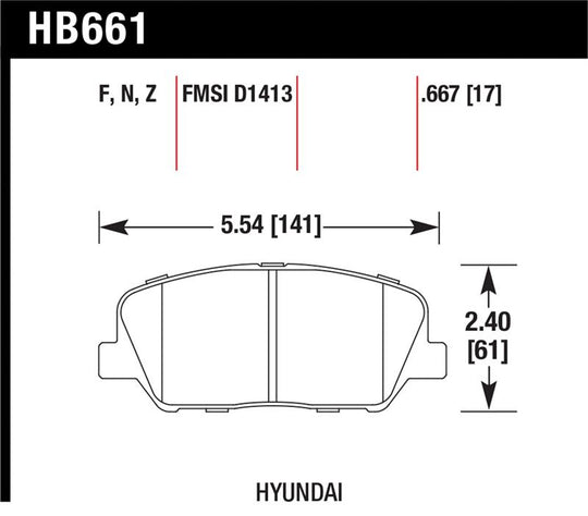Hawk 10 Hyundai Genesis Coupe (w/o Brembo Breaks) HP+ Autocross Front Brake Pads - HB661N.667