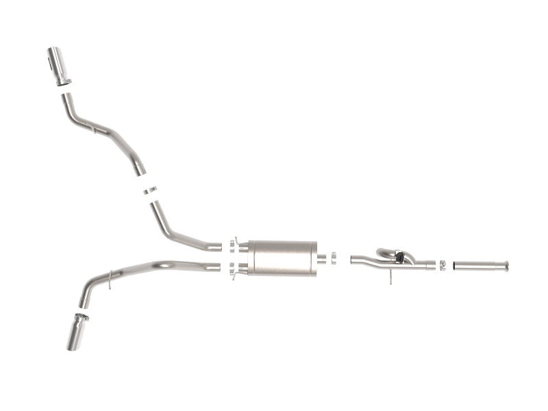 aFe Gemini XV Cat-Back Exhaust System GM Trucks 09-18 V6-4.3/V8-4.8/5.3L- Cut-Out Polished - 49-34131-P