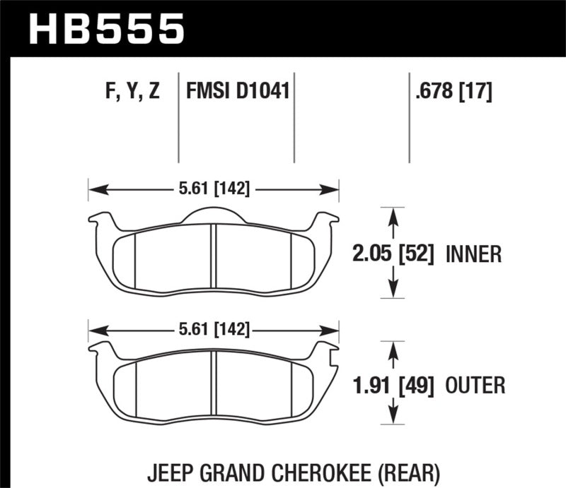 Hawk 06-10 Jeep Commander / 05-10 Grand Cherokee / 05-10 Armada / 04 Pathfinder / 04-10 Tital 5.6L / - HB555Y.678