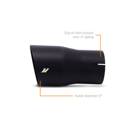 Mishimoto Clamp-On Single Wall Exhaust Tip 5in Outlet - Black