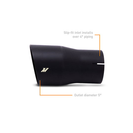 Mishimoto Clamp-On Single Wall Exhaust Tip 5in Outlet - Black - MMEXH-TIP-SWBK