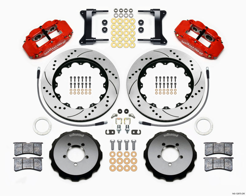 Wilwood Narrow Superlite 6R Front Hat Kit 14.00in Drilled Red 1999-2012 Subaru WRX w/Lines - 140-12875-DR