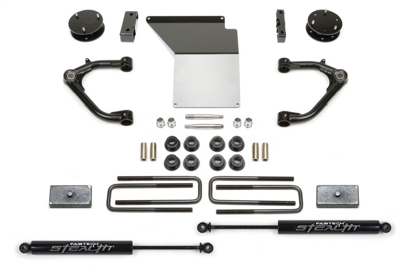 Fabtech 14-18 GM K1500 w/OE Alum. UCA 4in Uniball UCA System w/Rear Stealth Shocks - FTS21191