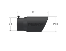 Load image into Gallery viewer, MBRP Universal Tip 6in O.D. Angled Rolled End 5 inlet 12 length - Black Finish - T5075BLK