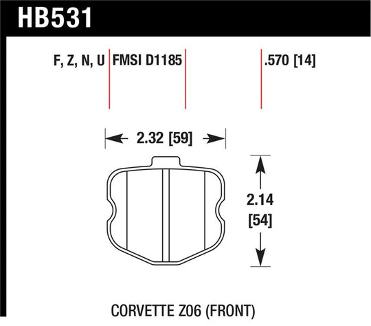 Hawk 06-10 Chevy Corvette (OEM Pad Design) Front Ceramic Street Brake Pads - HB531Z.570