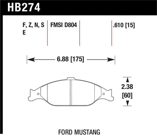 Hawk HP+ Street Brake Pads - HB274N.610