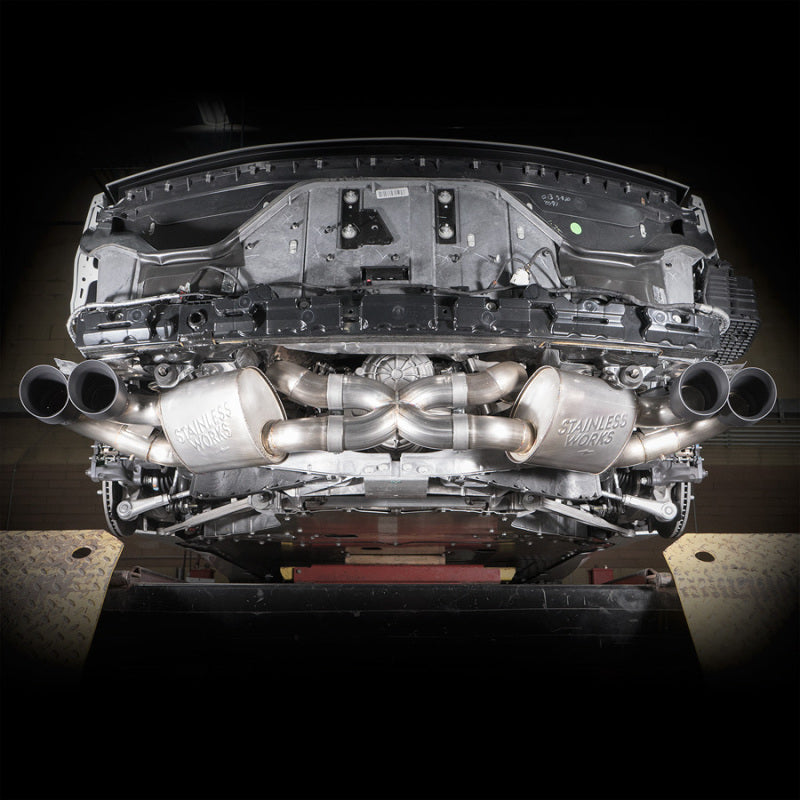 Stainless Works 20-21 Chevrolet Corvette C8 6.2L Legend Cat-Back Exhaust w/ Matte Black Tips - C8CBL-B