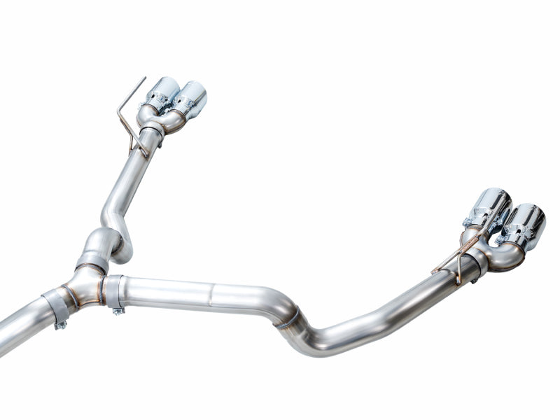 AWE Tuning 2021+ GMC Tahoe/Yukon 5.3L 0FG Split Rear Exit Catback Exhaust - Quad Chrome Silver Tips - 3015-42006