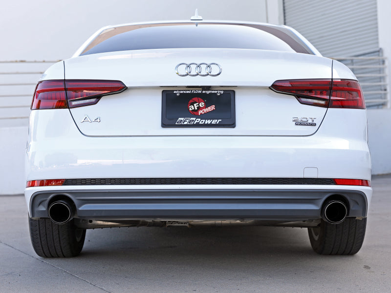 aFe 17-19 Audi A4 (B9) MACH Force-Xp 3in to 2.5in 304 SS Cat-Back Exhaust System-Dual Carbon Tips - 49-36420-C