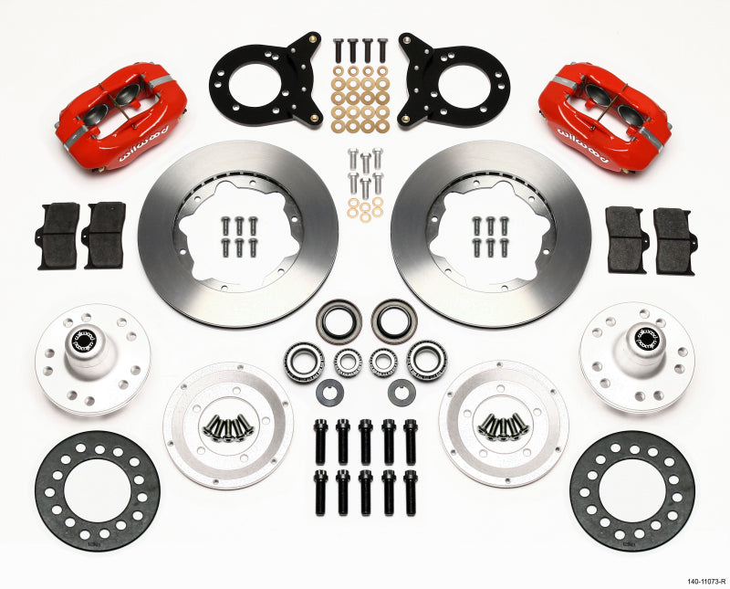 Wilwood Forged Dynalite Front Kit 11.00in Red 1970-1973 Mustang Disc & Drum Spindle - 140-11073-R