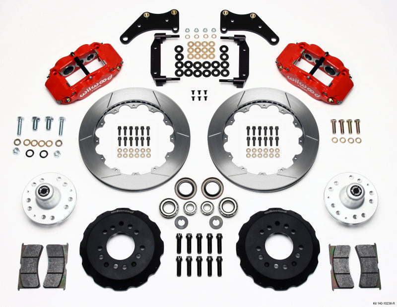 Wilwood Narrow Superlite 6R Front Hub Kit 12.88in Red Large GM 57-70 Drop Spindle - 140-10238-R
