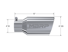 Load image into Gallery viewer, MBRP Universal Tip 6 O.D. Angled Rolled End 4 inlet 12 length - T5073