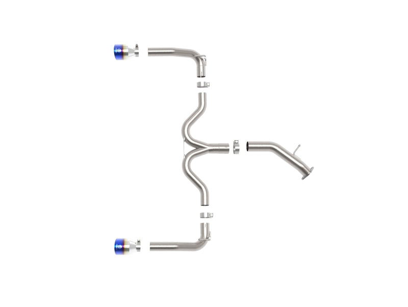 aFe Takeda 20-21 Kia Forte GT 1.6L (t) 3in to 2.5in SS Axle-Back Exhaust System w/ Blue Flame Tips - 49-37037-L