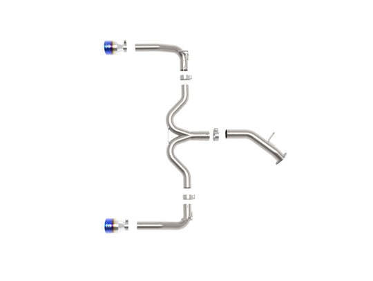 aFe Takeda 20-21 Kia Forte GT 1.6L (t) 3in to 2.5in SS Axle-Back Exhaust System w/ Blue Flame Tips - 49-37037-L