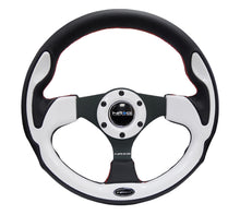 Load image into Gallery viewer, NRG Reinforced Steering Wheel (320mm) Blk w/White Trim &amp; 4mm 3-Spoke - RST-001WT