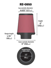 Load image into Gallery viewer, K&amp;N Universal Rubber Filter 3 1/2inch ID FLG / 6inch Base / 4-5/8inch Top / 6inch Height - RE-0950