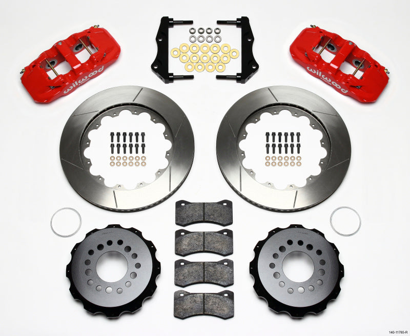 Wilwood AERO4 Rear Kit 14.25in Red 2006-10 Magnum/Challenger/Charger/300C - 140-11765-R