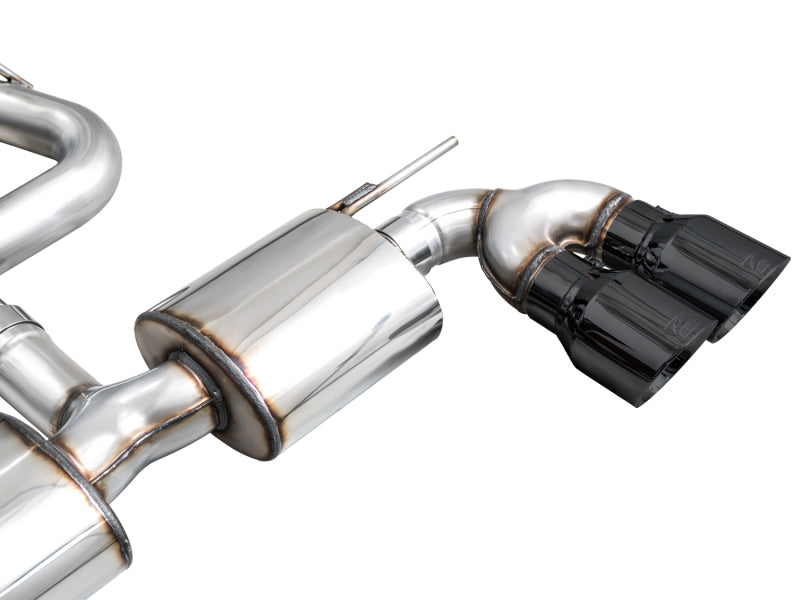 AWE Tuning MK8 Volkswagen Golf R 3in Touring Edition Quad Exhaust - Diamond Black Tips - 3015-43658