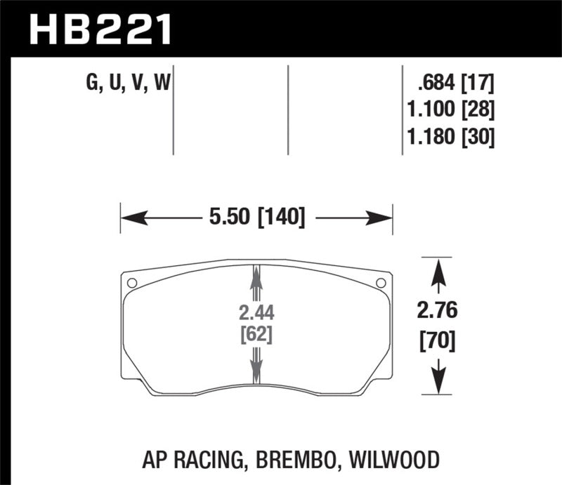 Hawk AP Racing/Wilwood ER-1 Motorsport Brake Pads - HB221D1.10