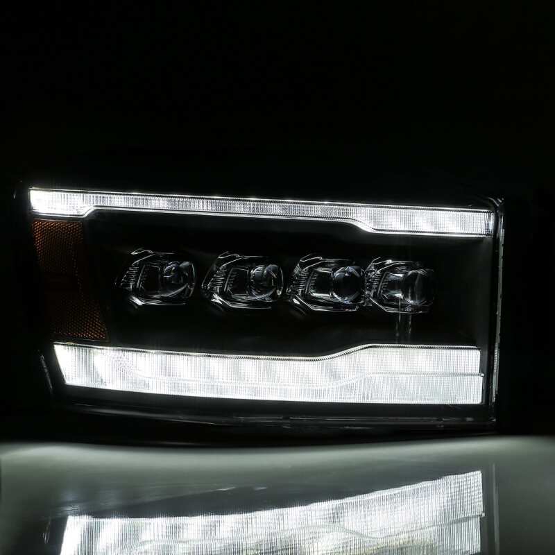 AlphaRex 06-08 Dodge Ram 1500HD NOVA LED ProjHeadlights Plank Style Blk w/Seq Signal/DRL/Amber LED - 880536