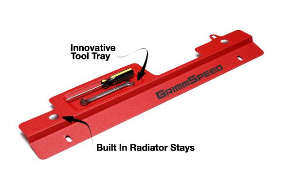 GrimmSpeed 02-07 Subaru Impreza/WRX / 04-07 STI Radiator Shroud w/Tool Tray - Red - 096006